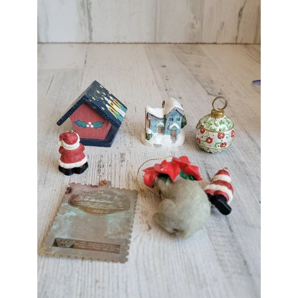 Variety rabbit santa Birdhouse house mini ornament Xmas set‎